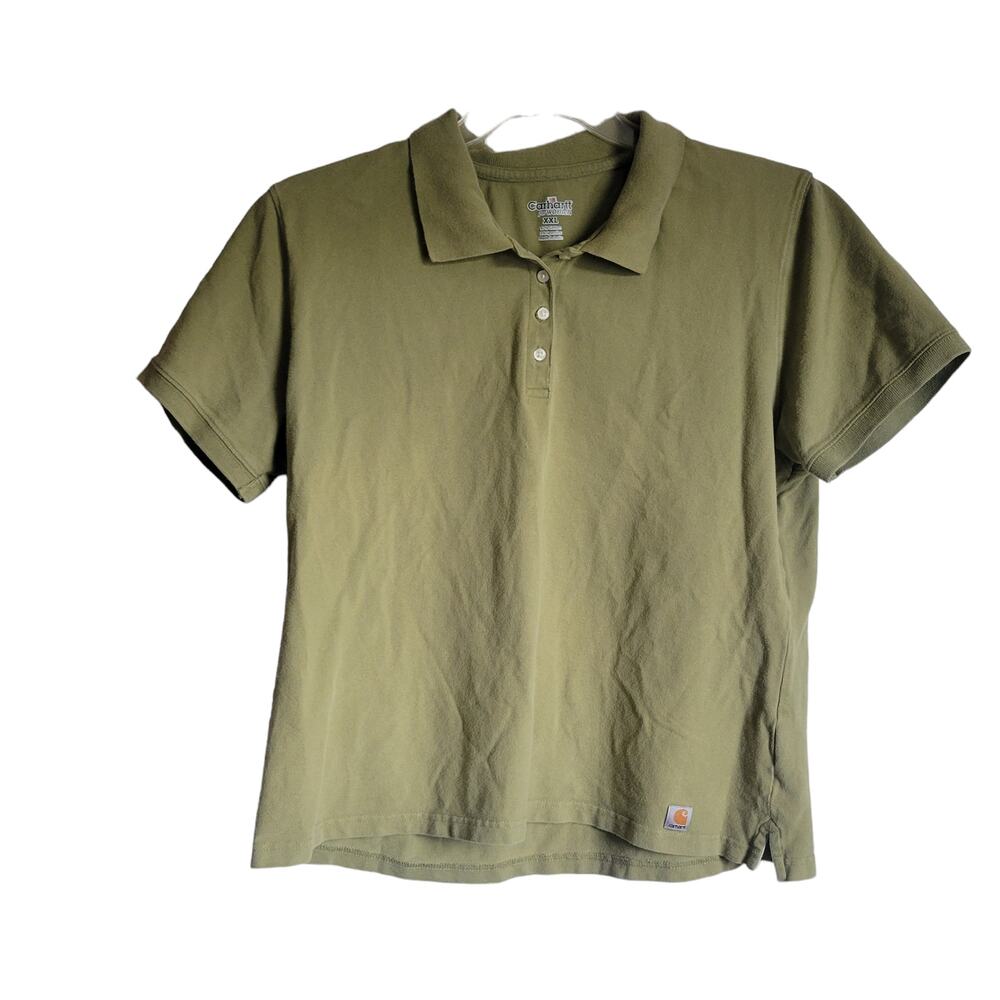 Preppy Women Polo Top Size XXL Short Sleeve Cotton Blend Green Tea Color Classic
